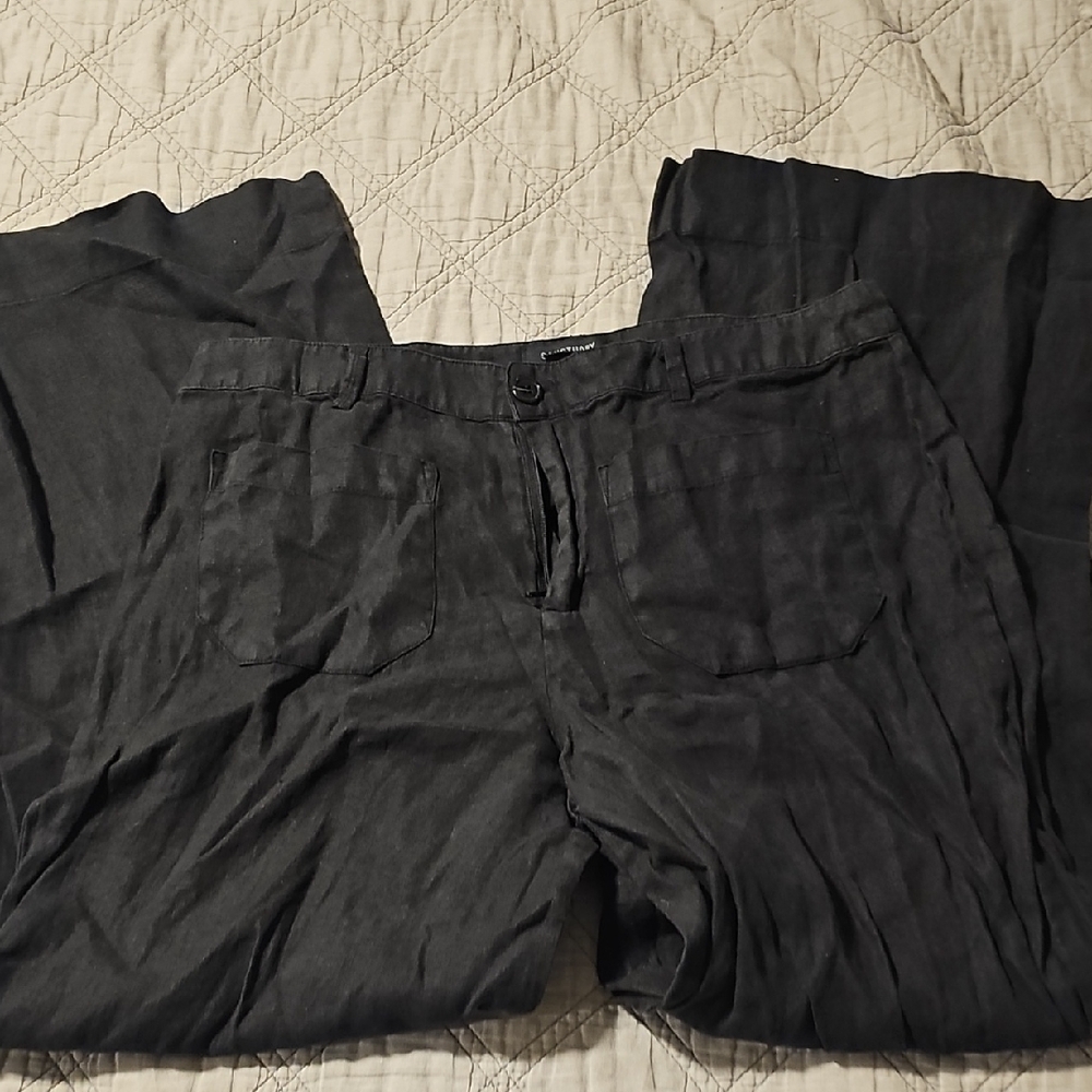 Sanctuary Men's Black Relaxed Linen-Blend Pants